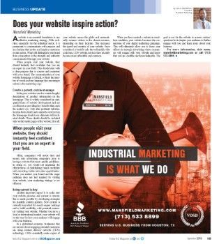 Doug Mansfield does your website inspire action article in BIC Magazine September 2019