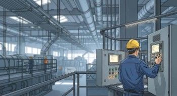 Facilities manager reviewing building systems in an active commercial property