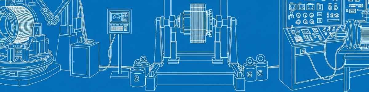 Motor stator winding assembly, rotor balancing equipment, and electrical testing of industrial three-phase motors