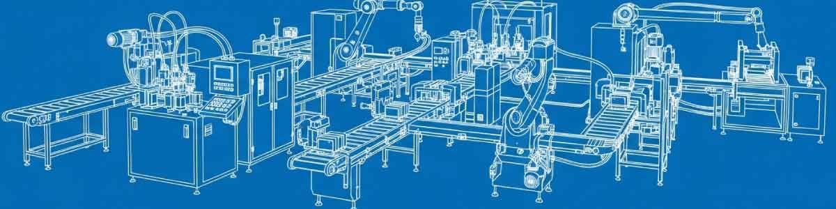 Custom-engineered industrial production equipment with pneumatic controls, precision tooling, and automated manufacturing systems