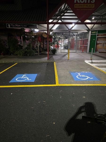 Fresh blue line marking disabled. car park in springvale