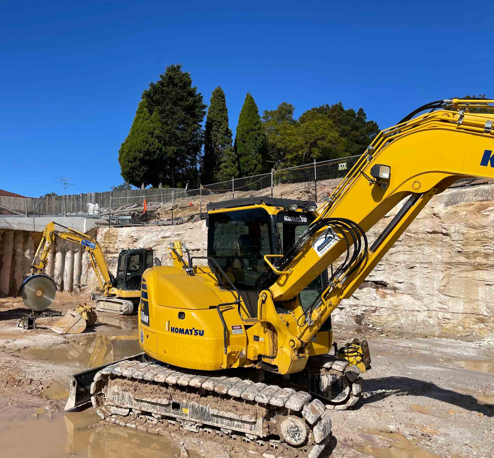 Two Heavy Equipment Machines Ready to Work Onsite | Belrose, Nsw | Shane Wight Excavation