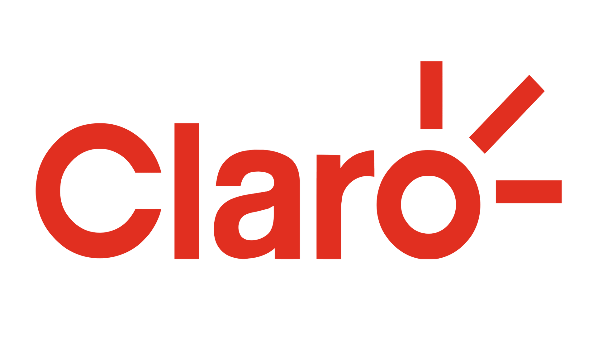 Claro logo in red with a stylized sun ray symbol.