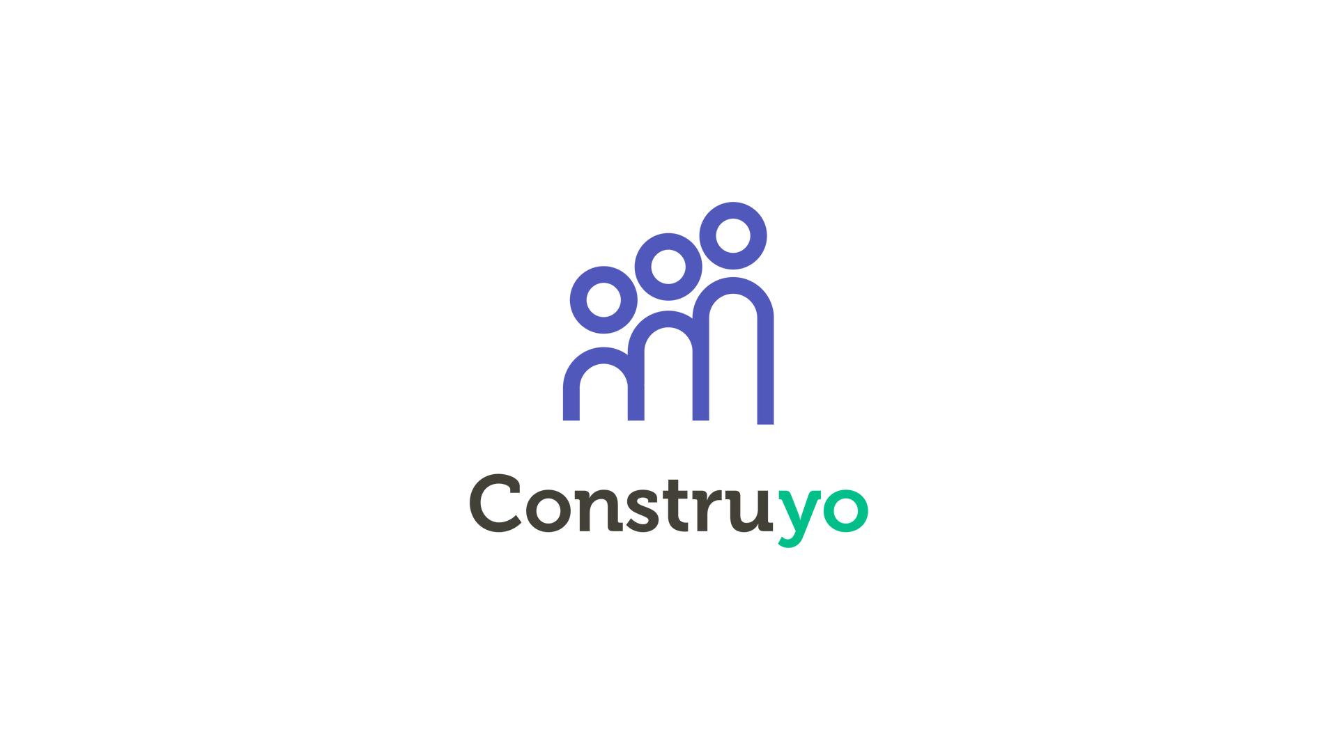 Logo of four stylized people ascending, with text "Construyo."