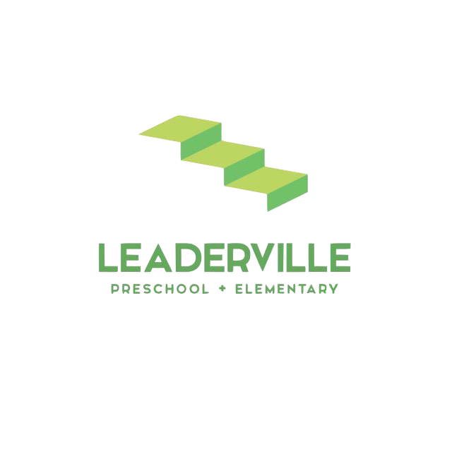 Green staircase logo for LEADERSVILLE Preschool + Elementary.