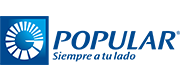 Popular Bank logo with the name in dark blue and a blue emblem. "Siempre a tu lado" below.