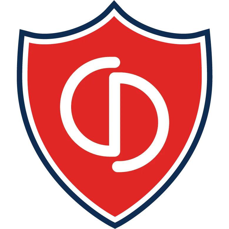 Red shield with white 