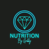A logo for nutrition by gabby with a diamond in a circle