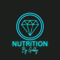 A logo for nutrition by gabby with a diamond in a circle