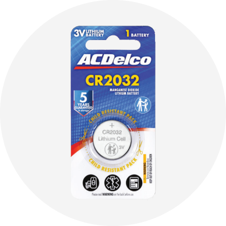 ACDelco CR2032 3V lithium Battery in a Child-resistant Pack — FNQ Filters & Parts In Mareeba, QLD