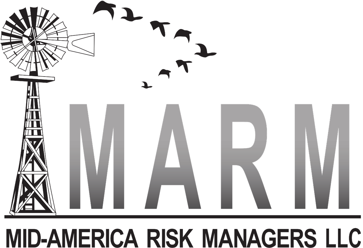 The logo for mid-america risk managers llc has a windmill and birds flying around it.