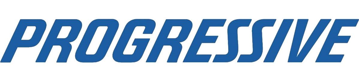 The word progressive is written in blue on a white background.