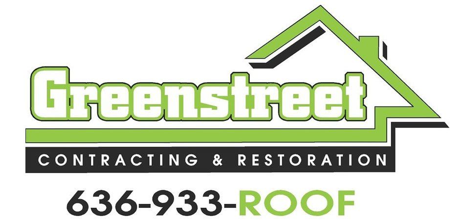 A green street contracting and restoration logo with a green roof