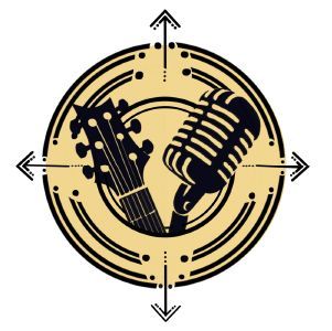 Das Symbol für die Leistung Recording ist im typischen sandfarbenen RoadtripMusic Design gehalten und zeigt einen Kompass, in dessen Mitte eine akustische Gitarre und ein Mikrofon abgebildet sind