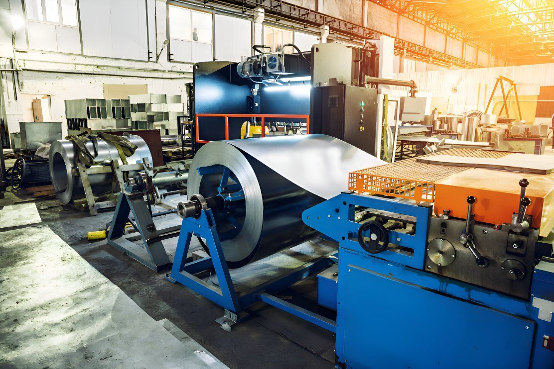 A Large Roll Of Metal Is Being Rolled On A Machine In A Factory — Sno's Welding In Ciccone, NT