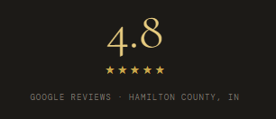 Google review rating 4.8 stars for Hamilton County, IN on a dark background