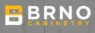 BRNO Cabinetry logo in gray, white, and gold with stylized “B” icon and text
