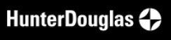 HunterDouglas logo in black text with circular icon on white background