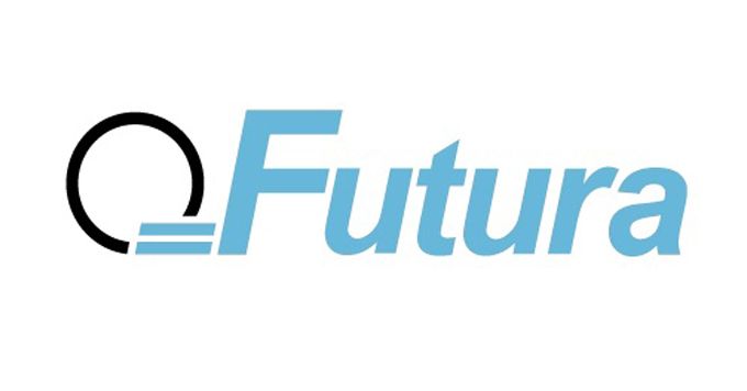 Il logo futura è blu e nero su sfondo bianco.