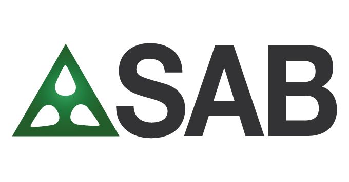 Un logo per un'azienda chiamata asabi con un triangolo verde al centro.