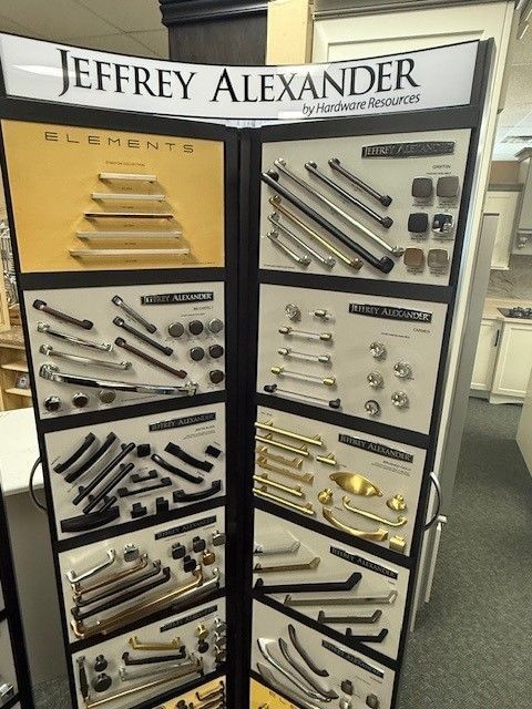 A display of handles and knobs