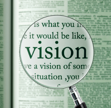 Magnifying glass focusing on the word