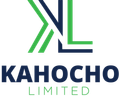 The logo for kahocho limited is a green and blue logo.