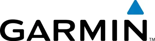 Garmin logo with black text and a blue triangle above the word.