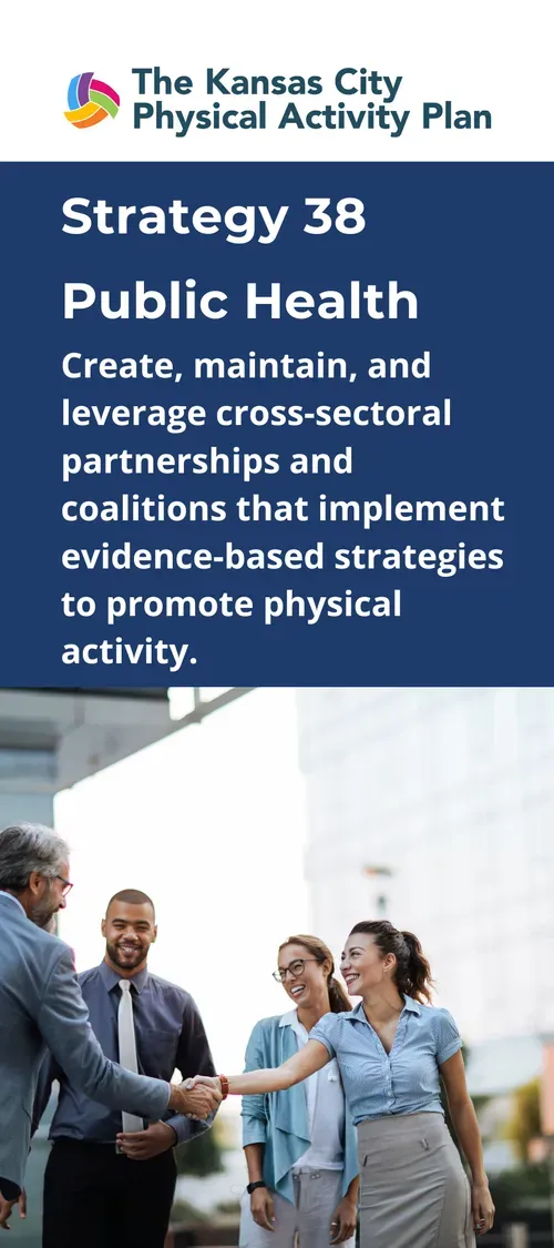 People shaking hands; text about public health strategy.