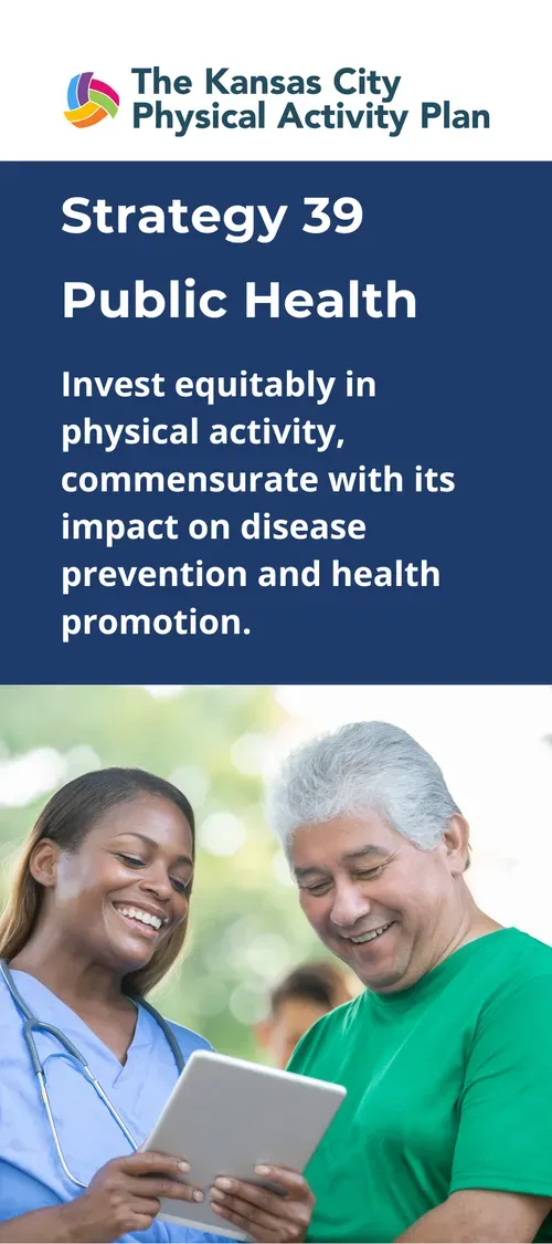 A healthcare worker and a patient looking at a tablet together outdoors.