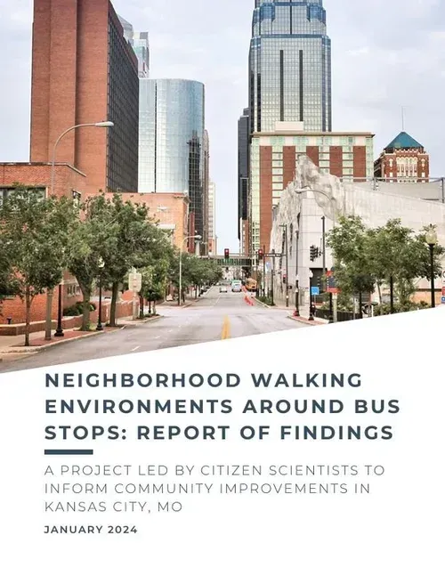 Report cover with city street view, title 