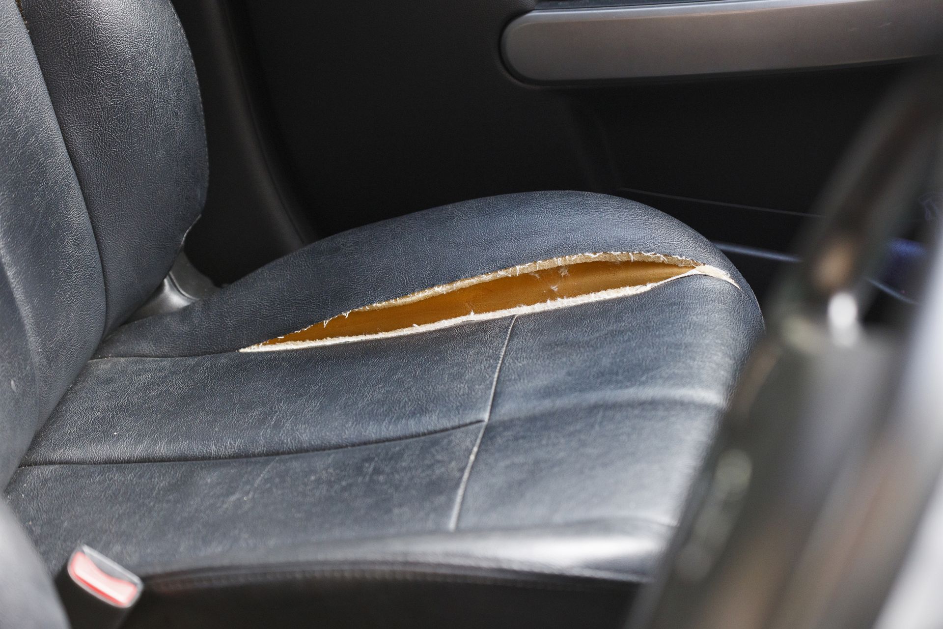 A car seat with a hole in it