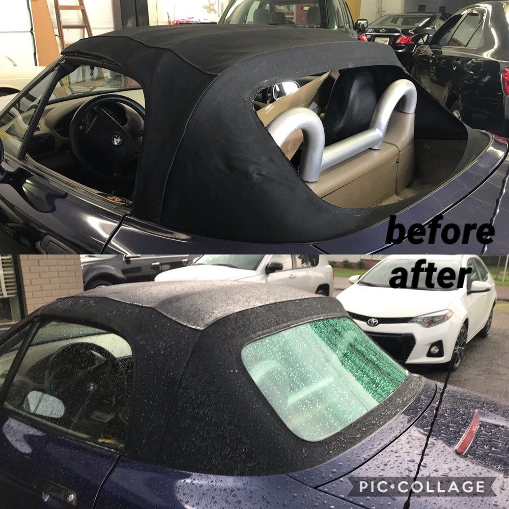 A picture of a car before and after being repaired