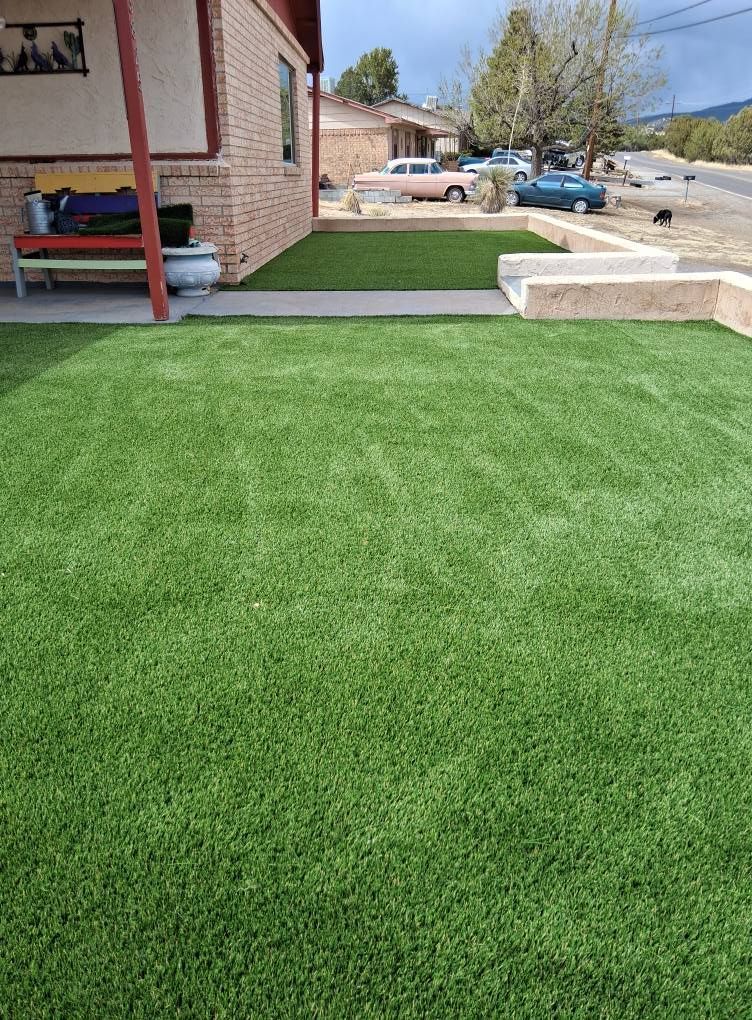A lawn with a lot of green grass in front of a house.