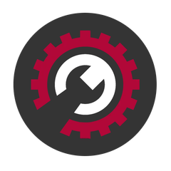 Icon of a gear and wrench inside a circle, suggesting settings or tools.