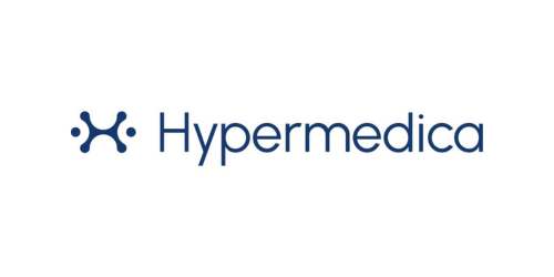 Hypermedica logo with a stylized blue molecular structure and company name.