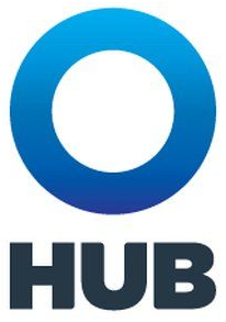 Logo for the Hub Network: Blue gradient circle over the word 