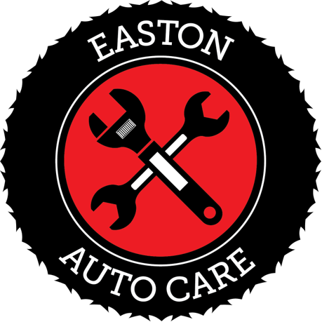 A logo for easton auto care with a wrench and a screwdriver