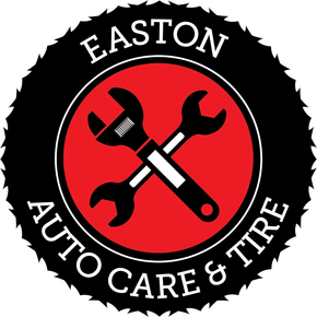 A logo for easton auto care with a wrench and a screwdriver