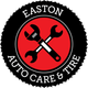A logo for easton auto care with a wrench and a screwdriver