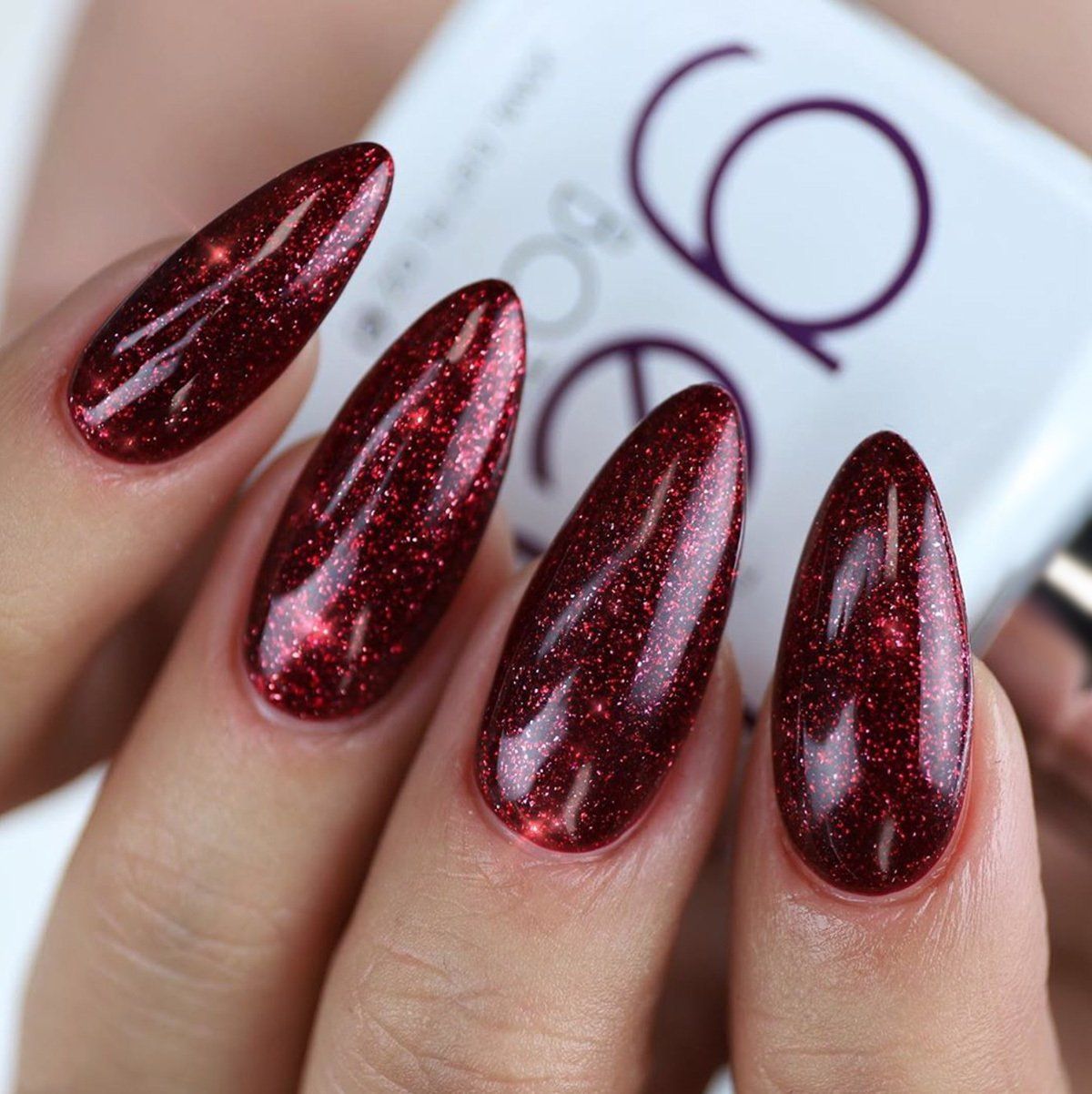 Ritz sparkly red colour gel nails from Beautiful home beauty salon
