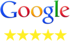 A google logo with five stars around it