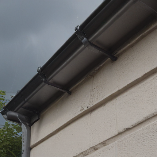 Underside view of rain gutter guards.