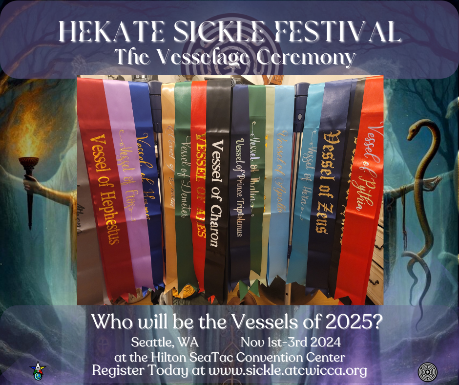 A poster for the hekate sickle festival the vessels ceremony