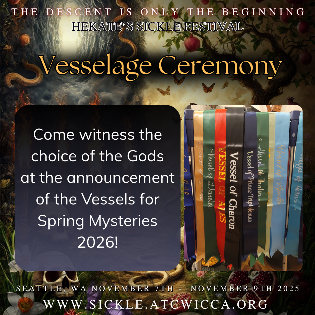A poster for the hekate sickle festival the vessels ceremony