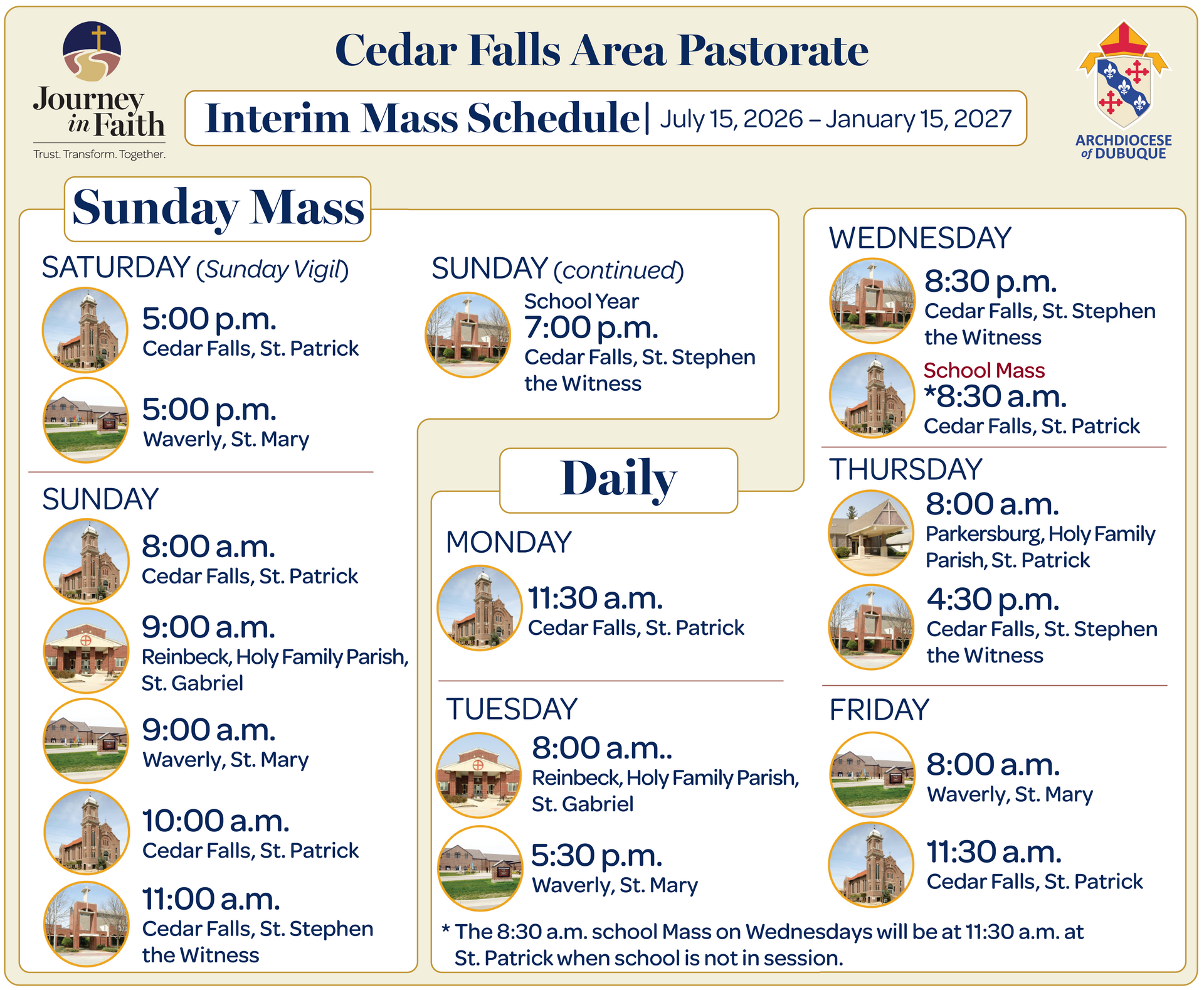 Interim Mass Schedule