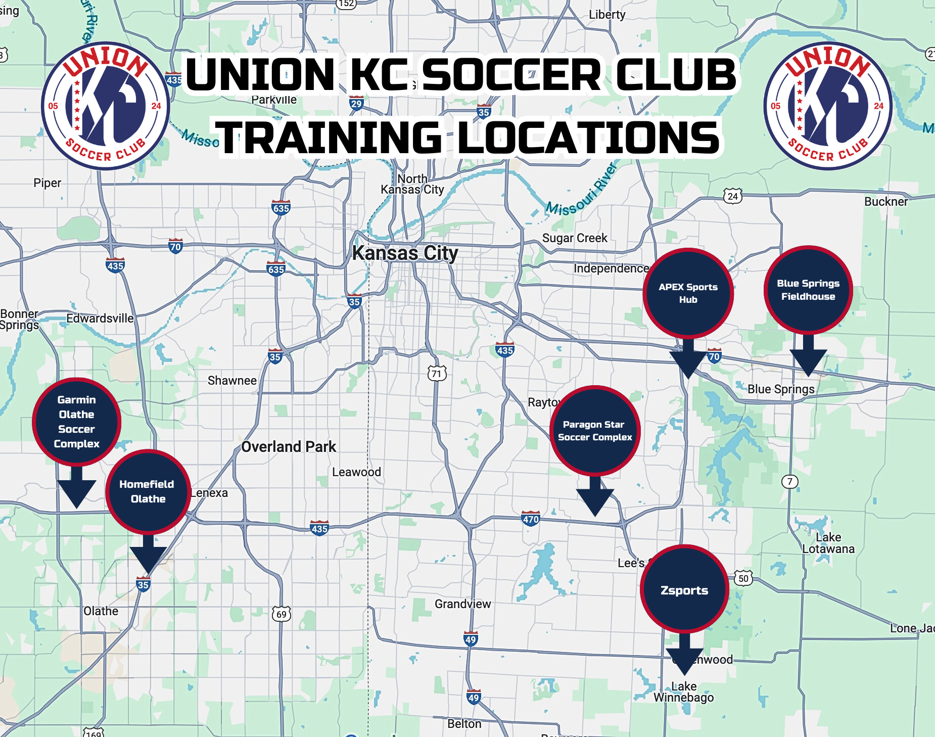 Union KC Field Locations Map