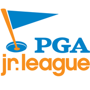 PGA Jr. League logo with a blue flag, orange golf flagstick, and text in blue and orange.