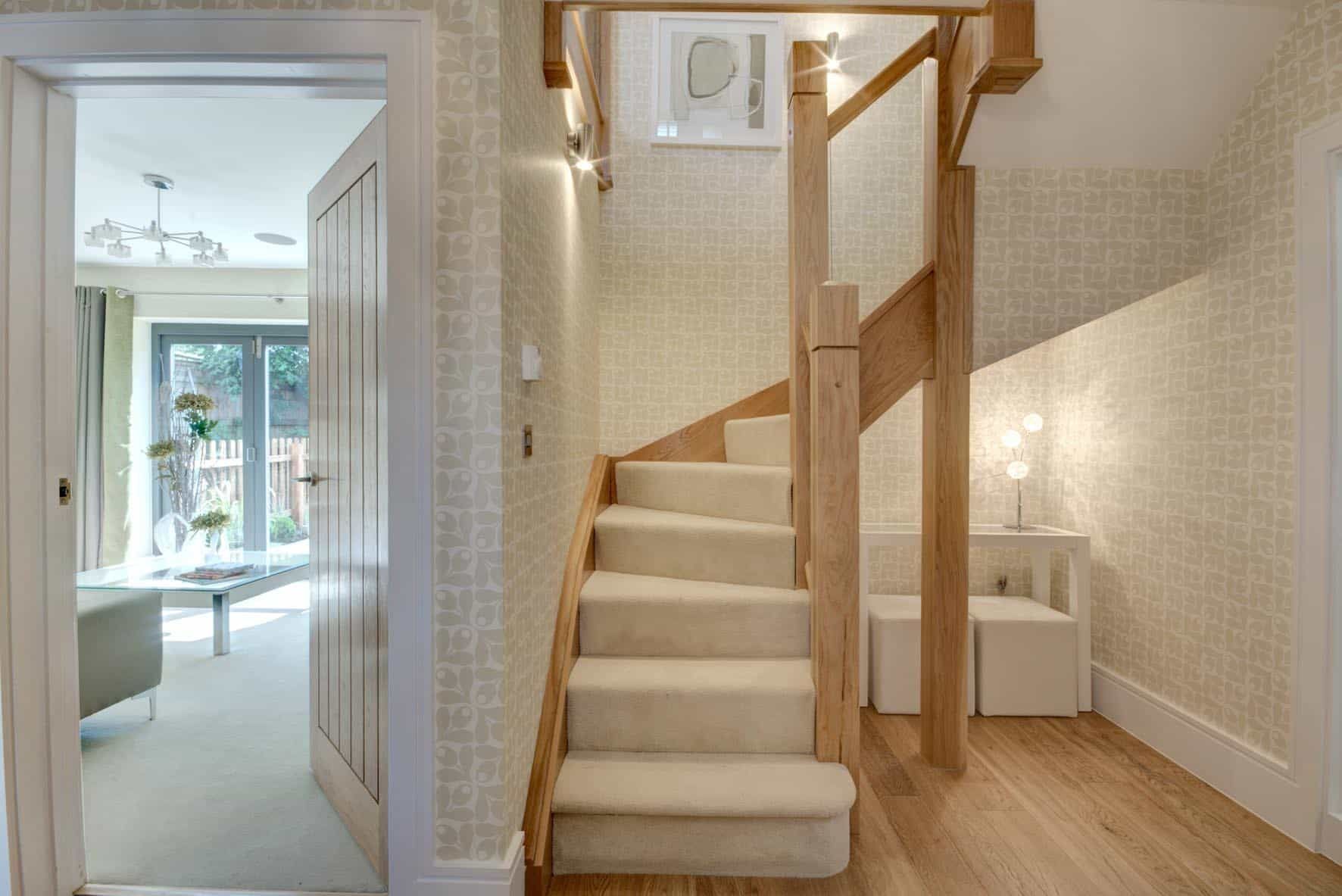 Lamp black bespoke cut string staircase