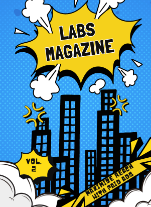 A comic book cover for labs magazine vol 2